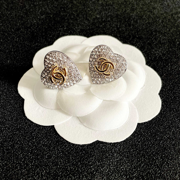 CC Heart Brooch Gold Crystal 659643