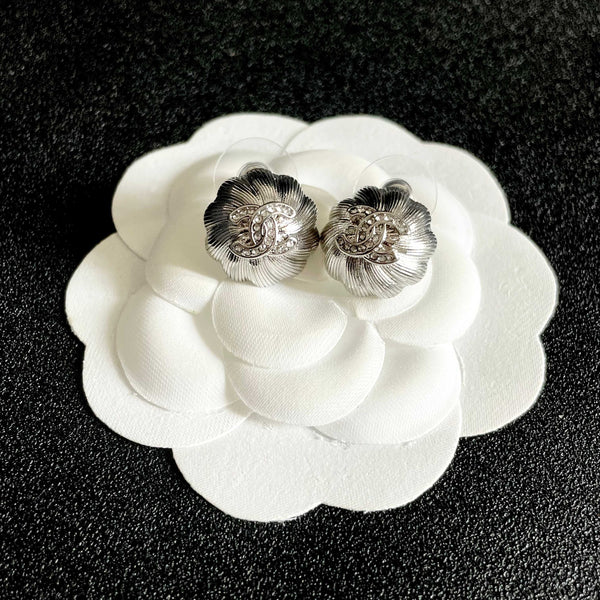 CC Flower Clip-On Earrings Crystal 659641