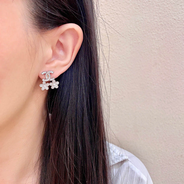 CC Flower Drop Earrings Crystal 659640