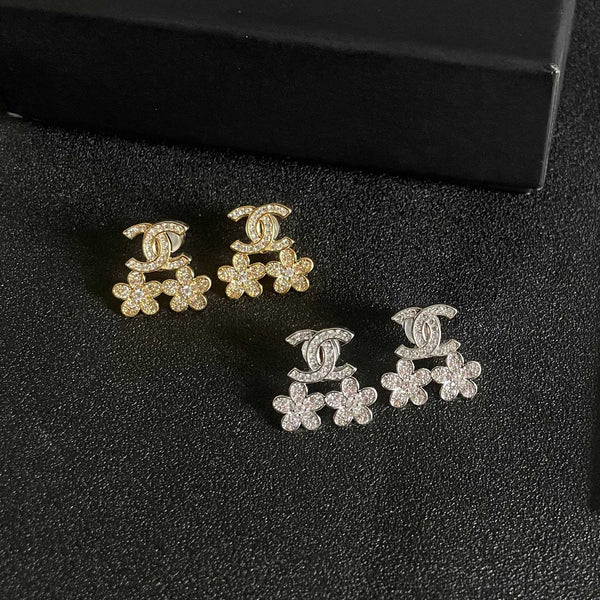 CC Flower Drop Earrings Crystal 659640