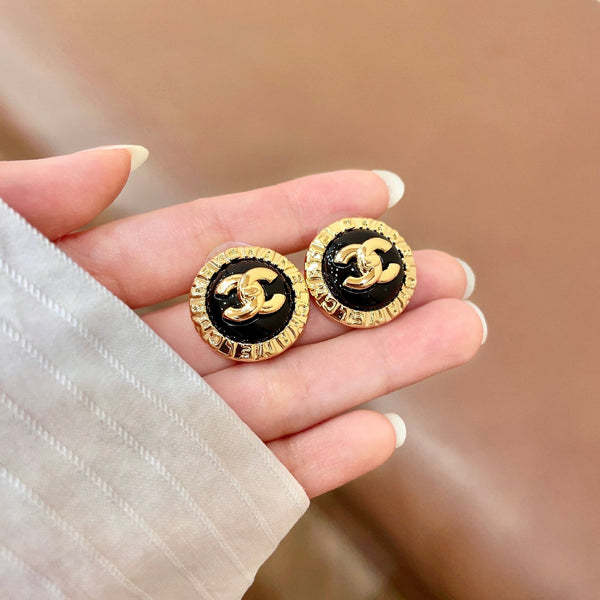 CC Round Stud Earrings Enamel 65965