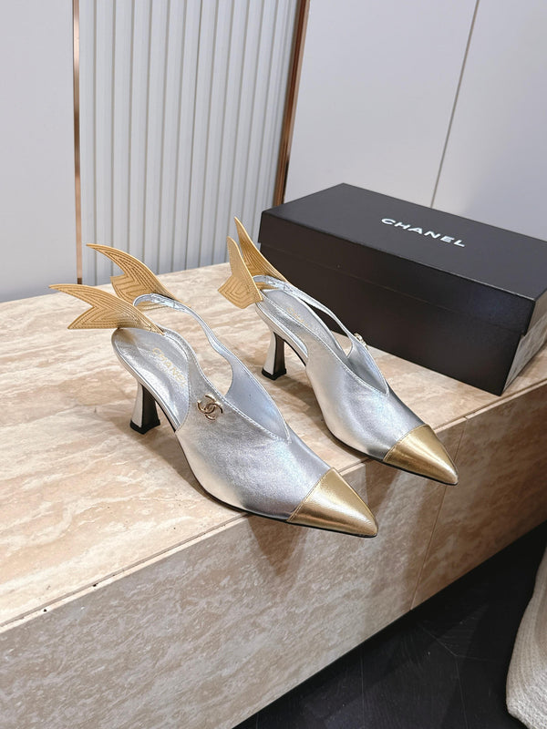 CC Métiers d’art 2026 Slingbacks 9.5cm Silver Metallic Lambskin 898982