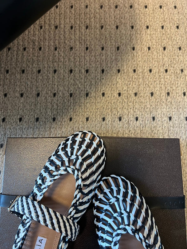 Alaia Crochet Mary Jane Ballet Flats Handwoven
