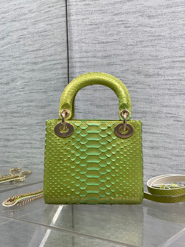 CD Mini Lady Dior Bag 17cm Green Snakeskin Leather GHW 159994