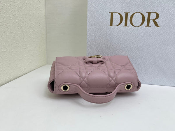 CD My Tender Top Handle Mini Bag 21cm Dusty Pink Macrocannage Leather 159480