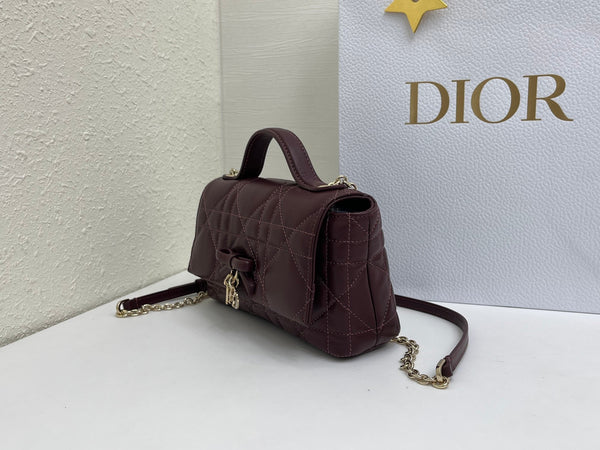 CD My Tender Top Handle Burgundy 21cm Burgundy  Macrocannage Leather 159471