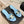 CC Flared Heel Mules Blue Lambskin Leather 904661