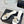 CC Flared Heel Mules White Lambskin Leather 904660