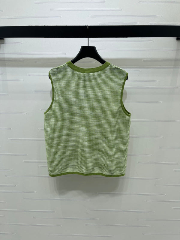 CC Logo Pocket Plaid Knit Vest Tencel 406451