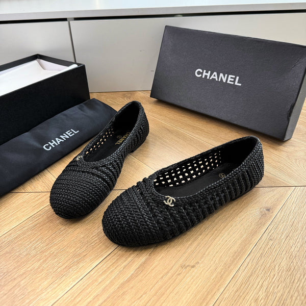 CC Braided Ballet Flats Black Fabric 916122