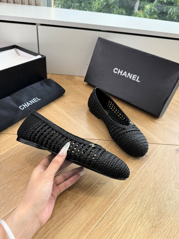CC Braided Ballet Flats Black Fabric 916122