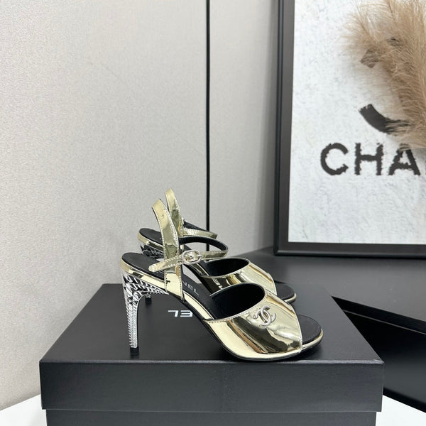 CC Slingback Heel Sandals Gold Mirror Leather 925714