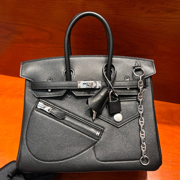HM Limited Edition Birkin Rock 25cm Handbag Black Evergrain