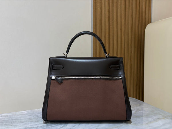 HM Kelly Lakis 32CM Handbag Black Swift Canvas