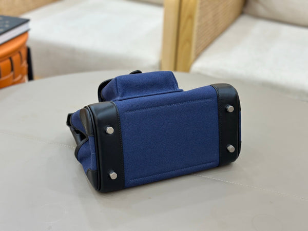 HM Birkin Cargo 25CM Handbag Black Navy Swift Canvas