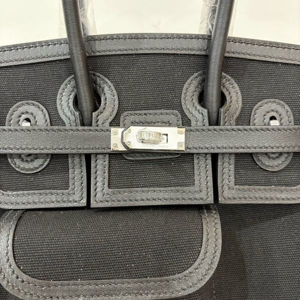 HM Birkin Cargo 25CM Handbag Black Swift Canvas