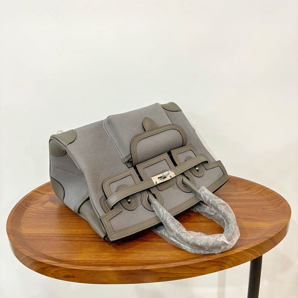 HM Birkin Cargo 25CM Handbag Grey Swift Canvas