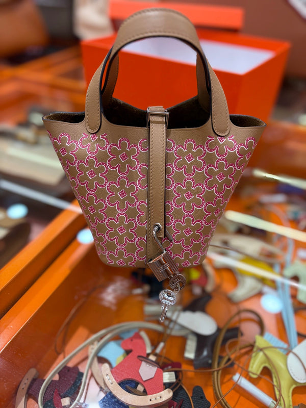 HM Lucky Daisy Micro Picotin Lock 14 Handbag Leather