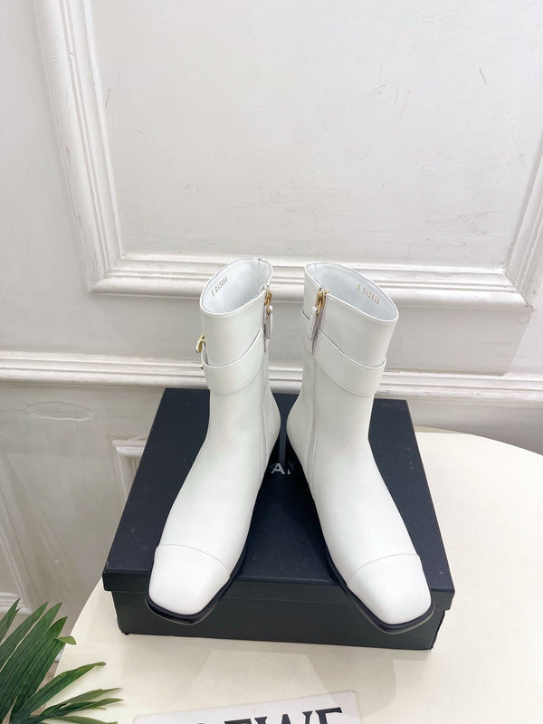 CC Double C Ankle Boots 3.5CM White Leather 946999