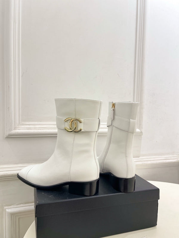 CC Double C Ankle Boots 3.5CM White Leather 946999