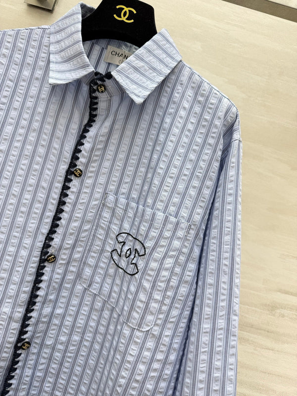 CC Striped Blouse Embroidered Logo 416090