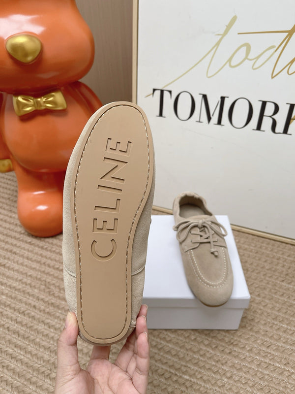 CE Adam Lace-Up Sneakers Beige Suede Calfskin 951085
