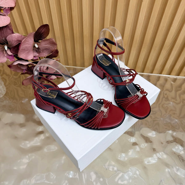 CE Clémence Triomphe Heeled Sandals Burgundy Leather 949369