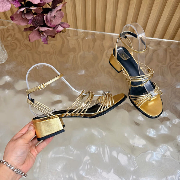 CE Clémence Triomphe Heeled Sandals Gold Leather 949368