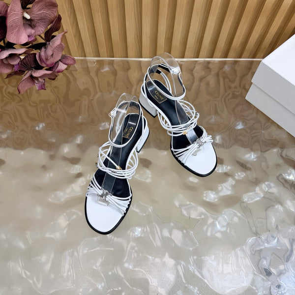 CE Clémence Triomphe Heeled Sandals White Leather 949367