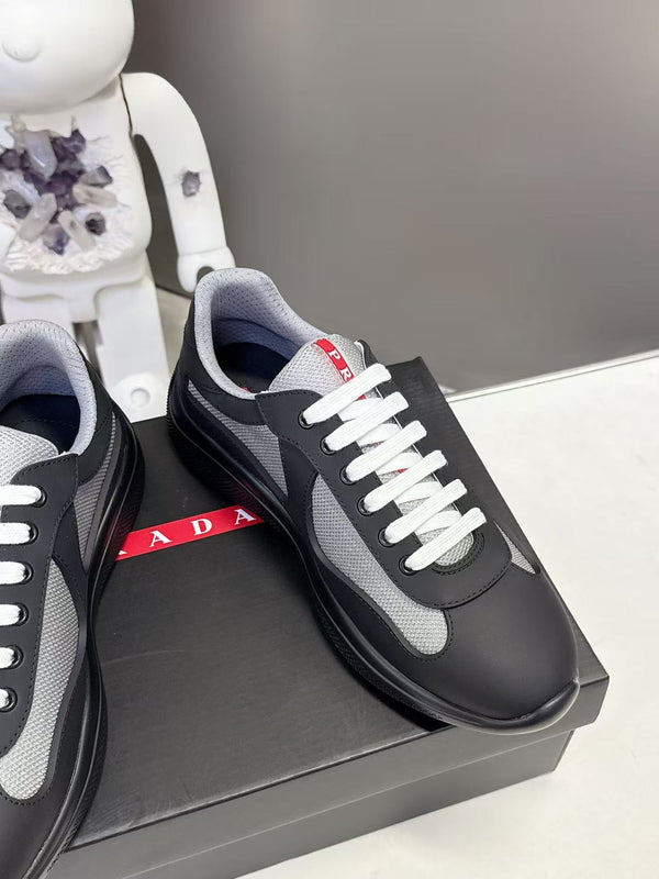 Prad America's Cup Logo Tag Sneakers Black Soft Rubber & Bike Fabric 951929