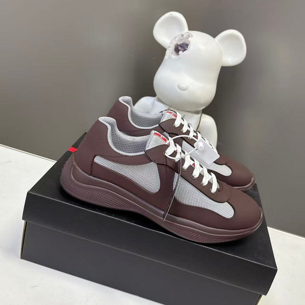 Prad America's Cup Logo Tag Sneakers Brown Soft Rubber & Bike Fabric 951924