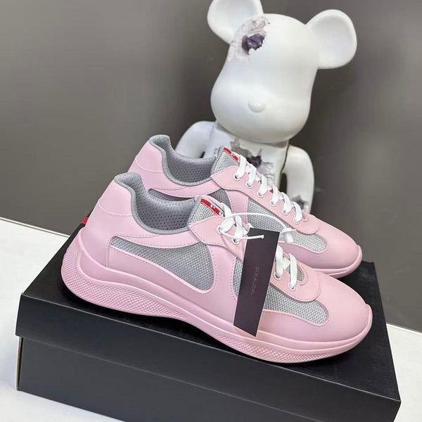 Prad America's Cup Logo Tag Sneakers Pink Soft Rubber & Bike Fabric 951923