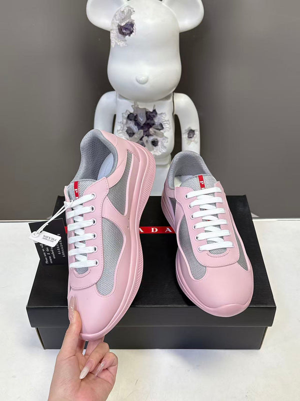Prad America's Cup Logo Tag Sneakers Pink Soft Rubber & Bike Fabric 951923