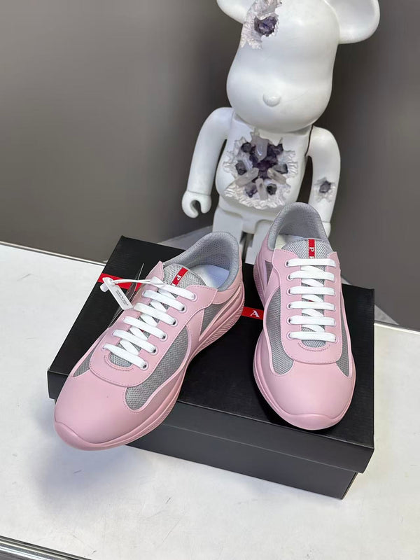 Prad America's Cup Logo Tag Sneakers Pink Soft Rubber & Bike Fabric 951923