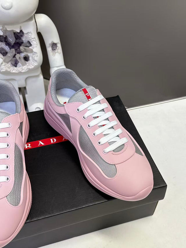 Prad America's Cup Logo Tag Sneakers Pink Soft Rubber & Bike Fabric 951923