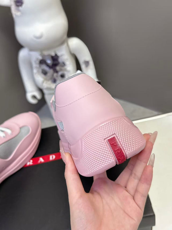 Prad America's Cup Logo Tag Sneakers Pink Soft Rubber & Bike Fabric 951923