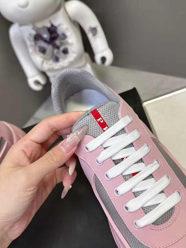 Prad America's Cup Logo Tag Sneakers Pink Soft Rubber & Bike Fabric 951923