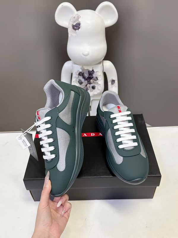 Prad America's Cup Logo Tag Sneakers Dark Olive Green Soft Rubber & Bike Fabric 951921