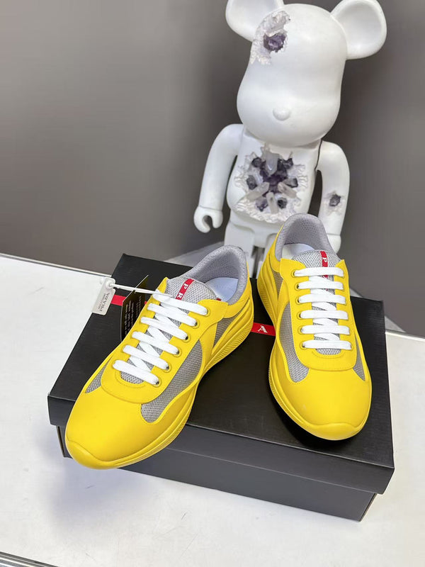 Prad America's Cup Logo Tag Sneakers Yellow Soft Rubber & Bike Fabric 951919