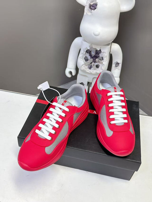 Prad America's Cup Logo Tag Sneakers Red Soft Rubber & Bike Fabric 951916