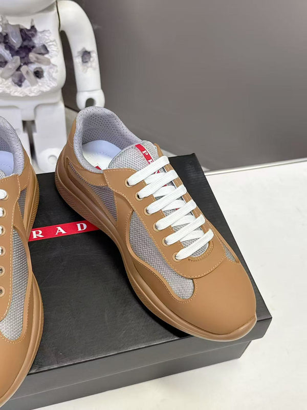 Prad America's Cup Logo Tag Sneakers Light Brown Soft Rubber & Bike Fabric 951913