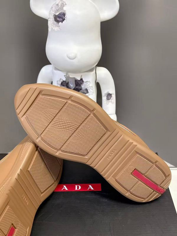Prad America's Cup Logo Tag Sneakers Light Brown Soft Rubber & Bike Fabric 951913