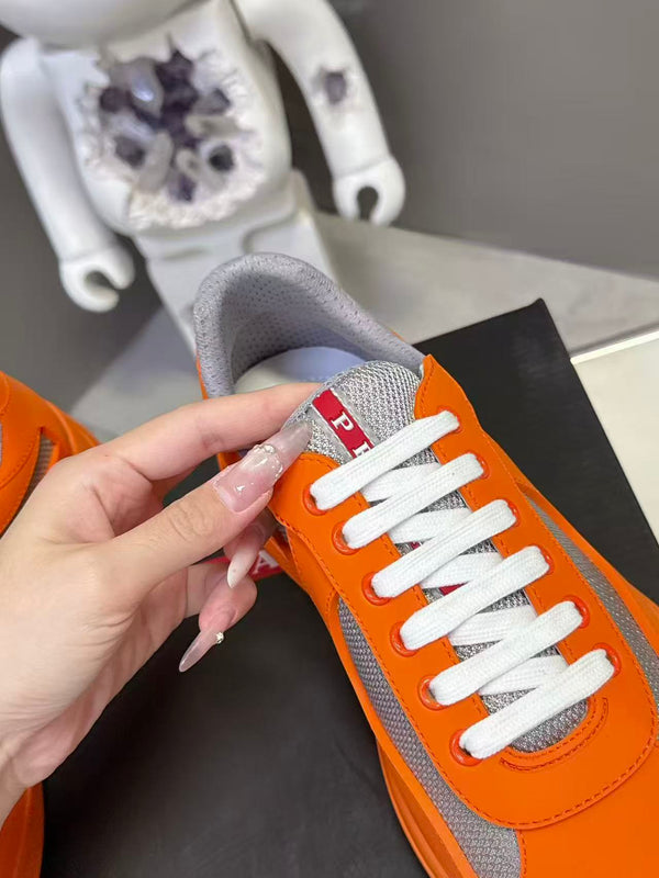 Prad America's Cup Logo Tag Sneakers Orange Soft Rubber & Bike Fabric 951914