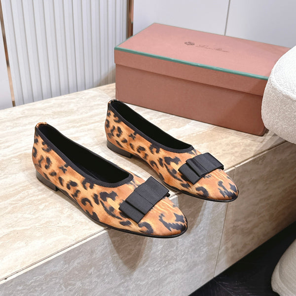 LP Bow Ballet Flats Leopard Print Satin 954495