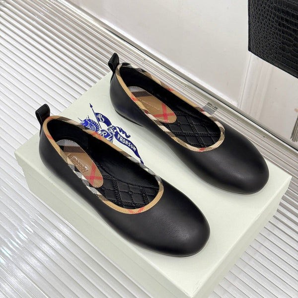 Burberry Robin Ballet Flats Black Leather 956167