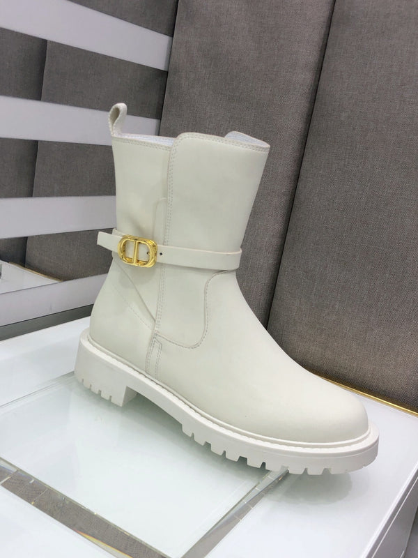 CD Empreinte Ankle Boots 1.5CM Buckle Milky White Leather 965383