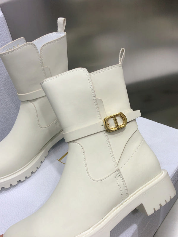 CD Empreinte Ankle Boots 1.5CM Buckle Milky White Leather 965383