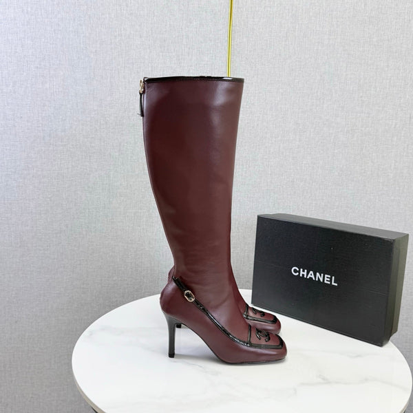 CC 26s Silhouette Long Boots Burgundy Black Sheepskin 972808