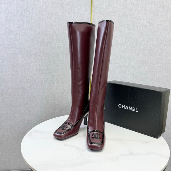 CC 26s Silhouette Long Boots Burgundy Black Sheepskin 972808