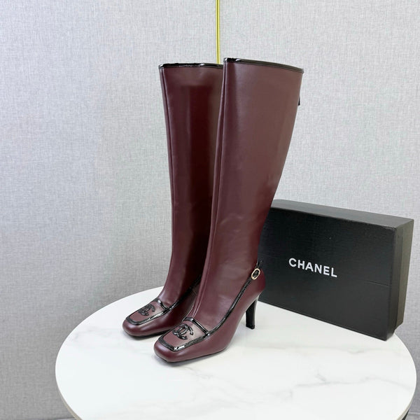 CC 26s Silhouette Long Boots Burgundy Black Sheepskin 972808